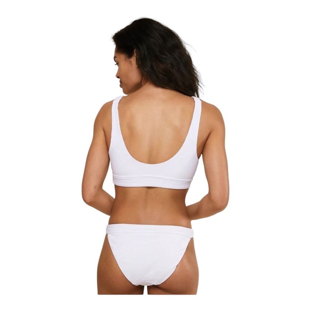 Andie NWT The Bold Banded Cheeky Rib Bikini Bottom White XS Flattering Swim